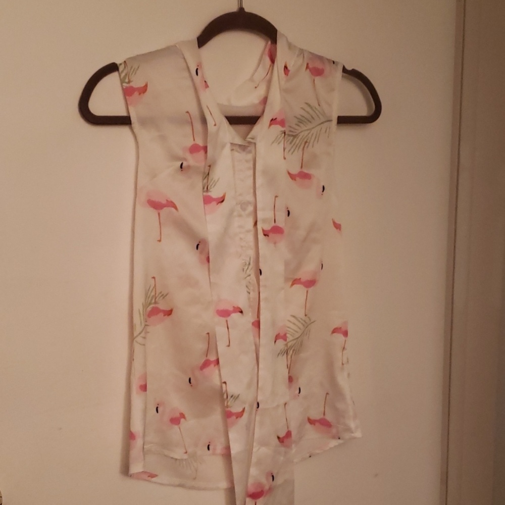 Semi-sheer flamingo blouse